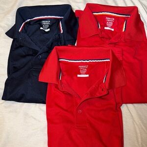 3 French Toast Kids Polos in Bold Red and Deep Navy